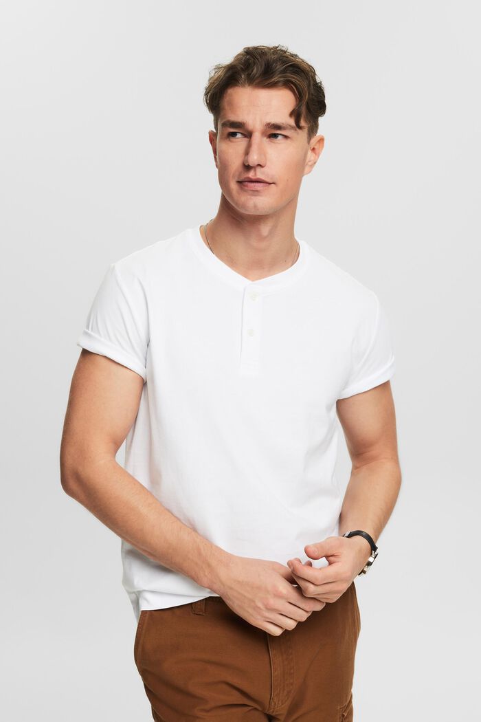 T-shirt henley in jersey, WHITE, detail image number 0