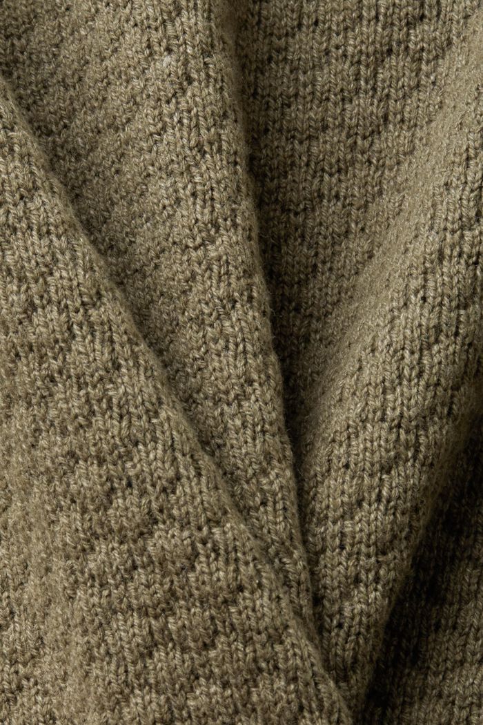 Pullover a maglia strutturata, misto cotone, KHAKI GREEN, detail image number 5