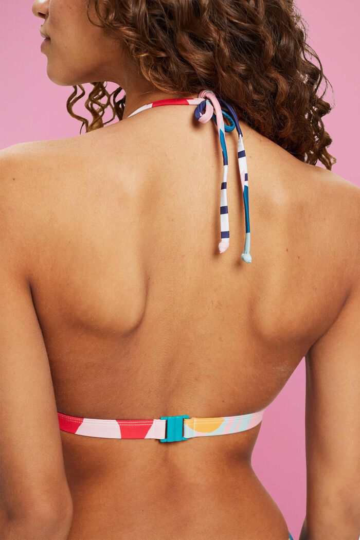 Top da bikini imbottito con allacciatura al collo e stampa, INK, detail image number 3