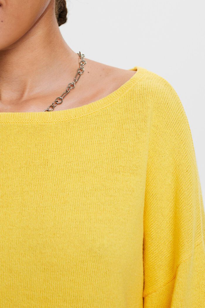 Pullover in cotone e lino, SUNFLOWER YELLOW, detail image number 3
