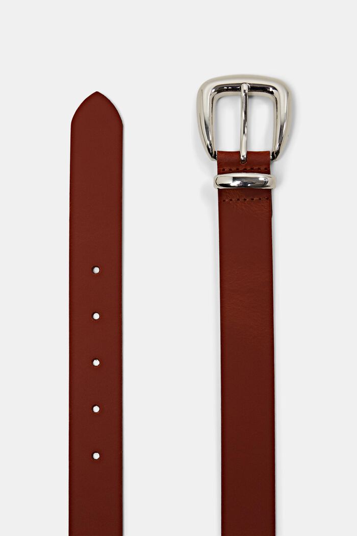 Cintura in pelle con fibbia opaca in metallo, RUST BROWN, detail image number 1