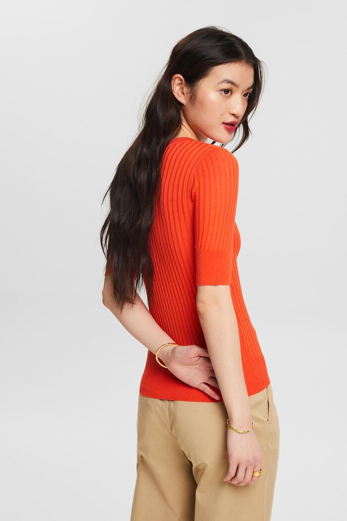 Pullover in maglia a coste, BRIGHT ORANGE, detail image number 2