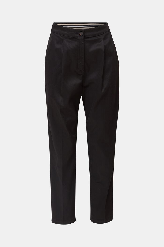 Con TENCEL™: pantaloni con pieghe in vita, BLACK, detail image number 0
