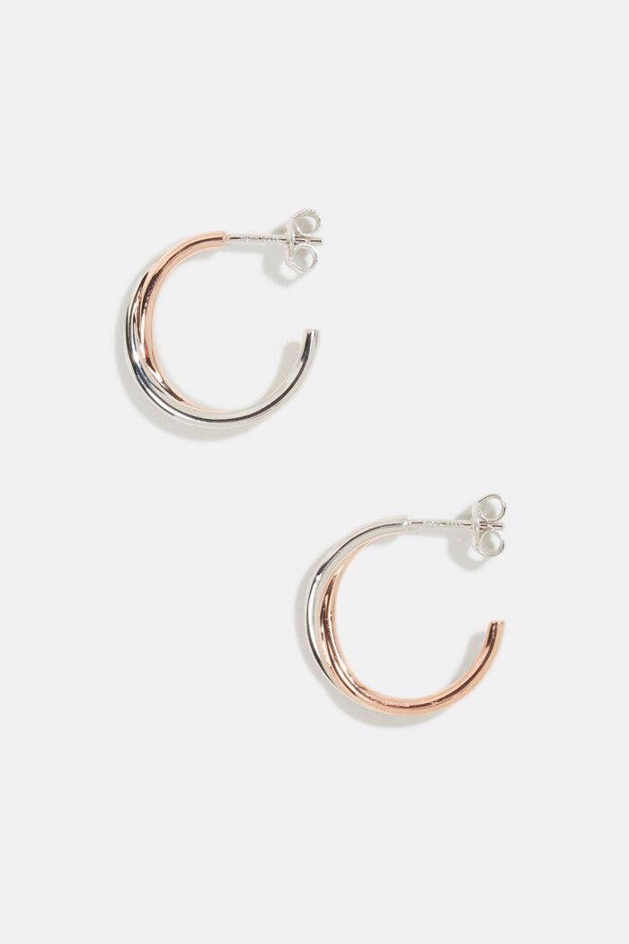Orecchini creoli bicolore, argento sterling, ROSEGOLD, detail image number 0