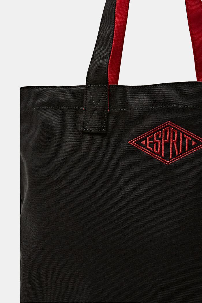 Tote Bag in cotone con logo, BLACK, detail image number 1