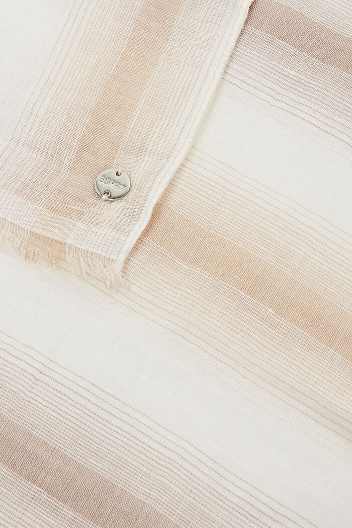 Sciarpa a righe in misto lino, BEIGE, detail image number 1