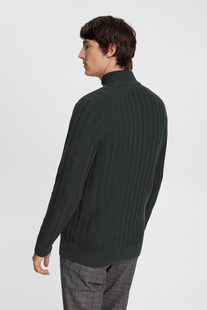Pullover in maglia larga con zip di media lunghezza, DARK TEAL GREEN, detail image number 3