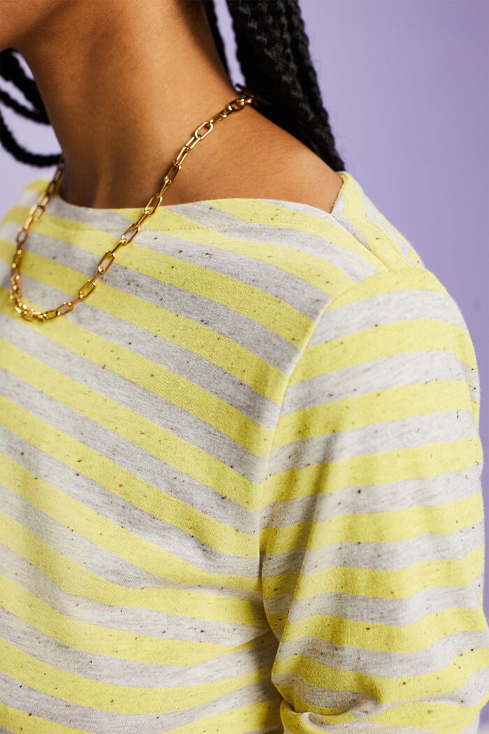 Maglia a maniche lunghe in jersey a righe, PASTEL YELLOW, detail image number 3