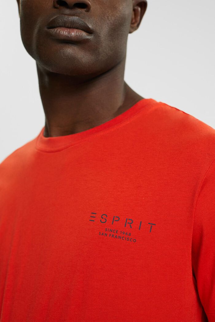 T-shirt in jersey con stampa del logo, ORANGE RED, detail image number 0
