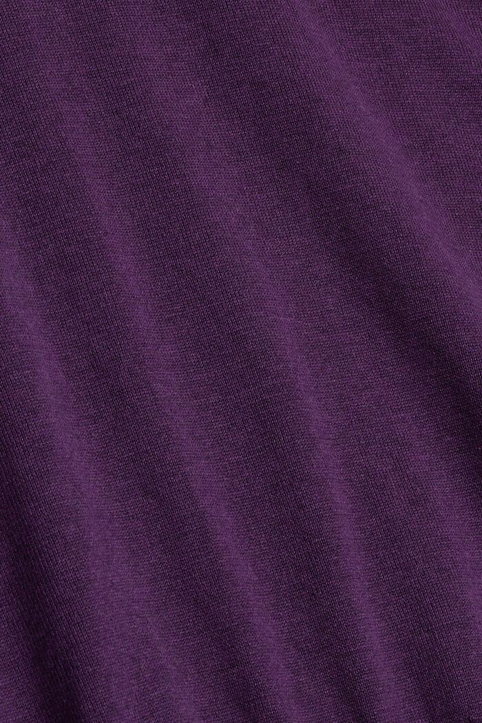 Pullover a girocollo in 100% cotone, PLUM RED, detail image number 4