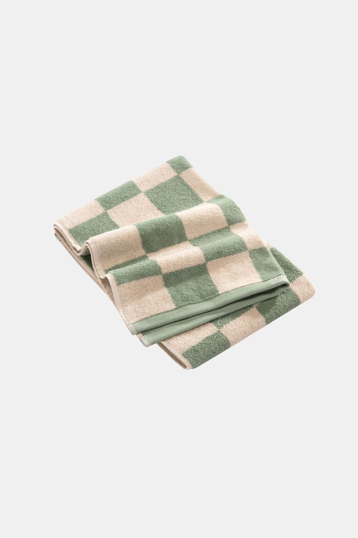 Asciugamano con motivo a scacchi, 100% cotone, SOFT GREEN, detail image number 0