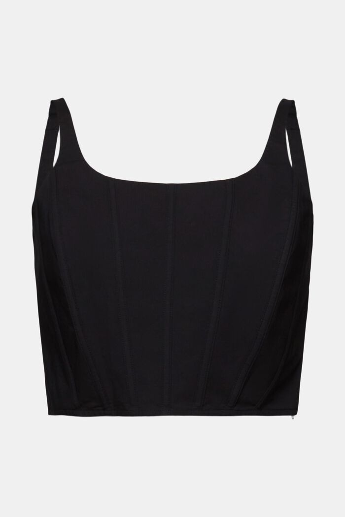 Top a corsetto accorciato in popeline di cotone, BLACK, detail image number 6