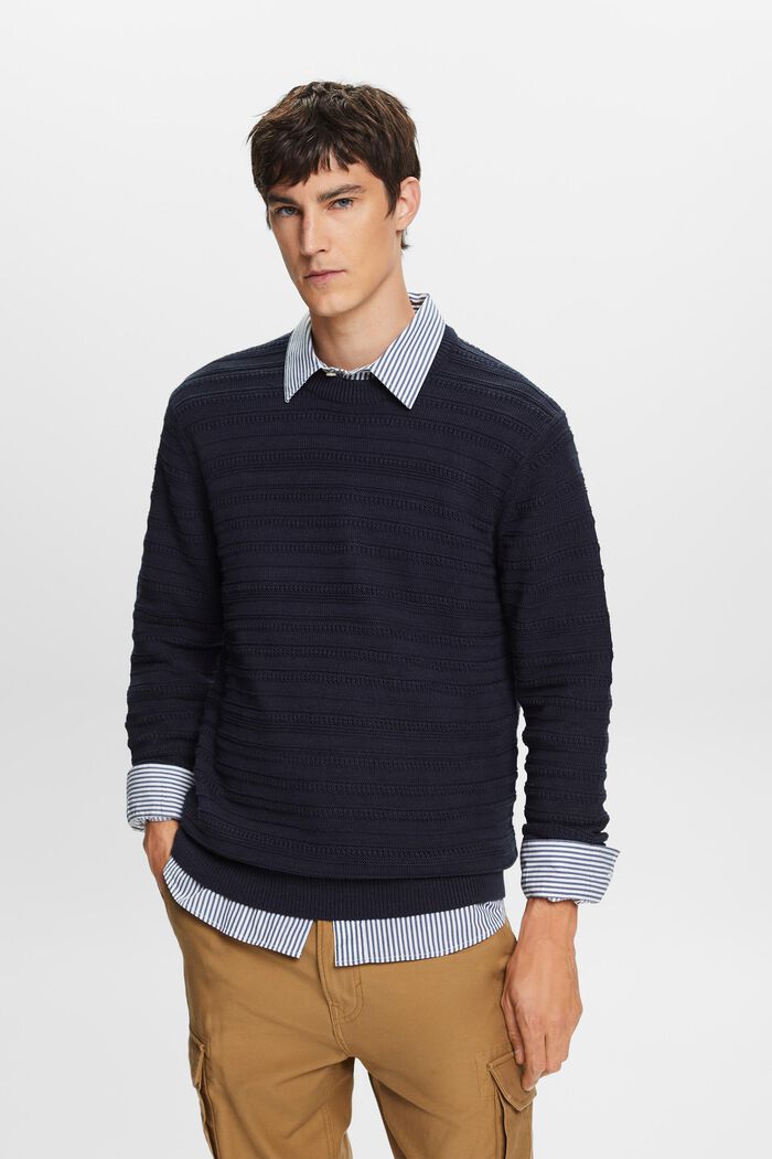 Pullover in cotone strutturato, NAVY, detail image number 2