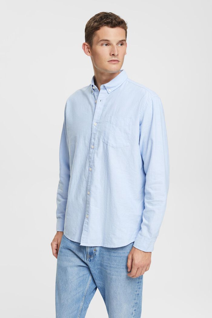 Camicia button-down, 100% cotone, LIGHT BLUE, detail image number 0