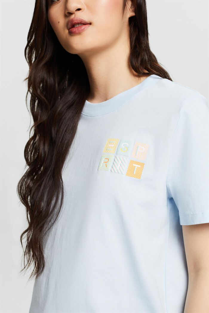 T-shirt in jersey con logo, PASTEL BLUE, detail image number 3