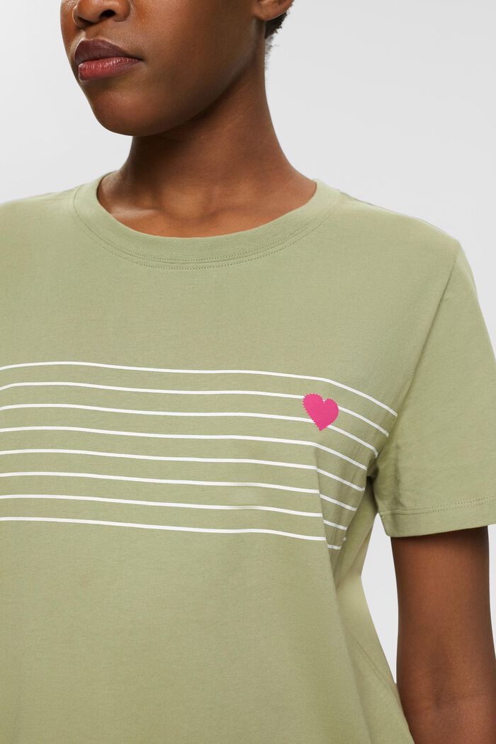 T-shirt con stampa a forma di cuore, LIGHT KHAKI, detail image number 2
