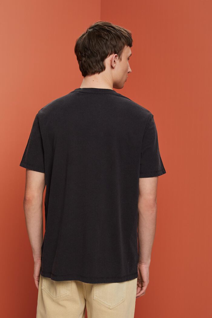 T-shirt in jersey tinta in capo, 100% cotone, BLACK, detail image number 3