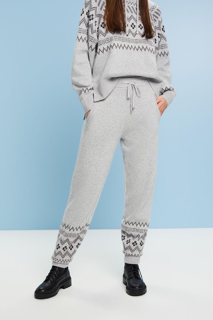 ESPRIT - Pantaloni in maglia di misto lana e cashmere con motivo norvegese  nel nostro shop online