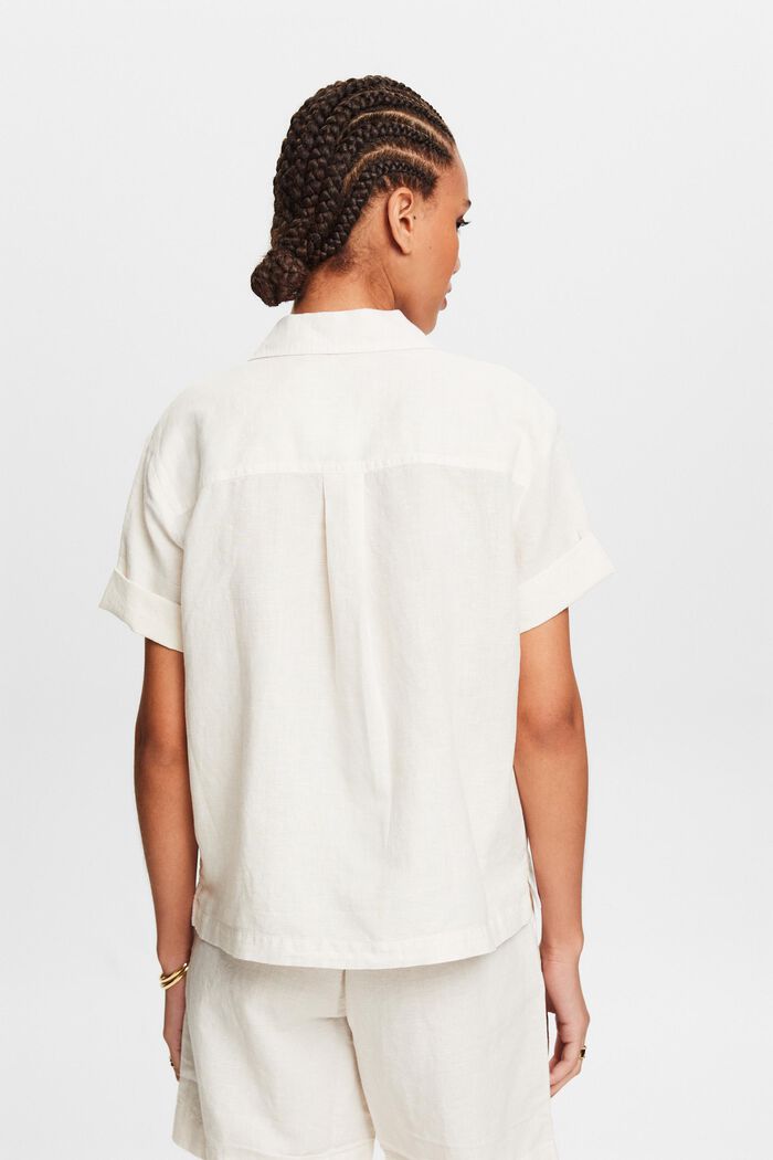 Camicia blusata in lino e cotone, CREAM BEIGE, detail image number 2
