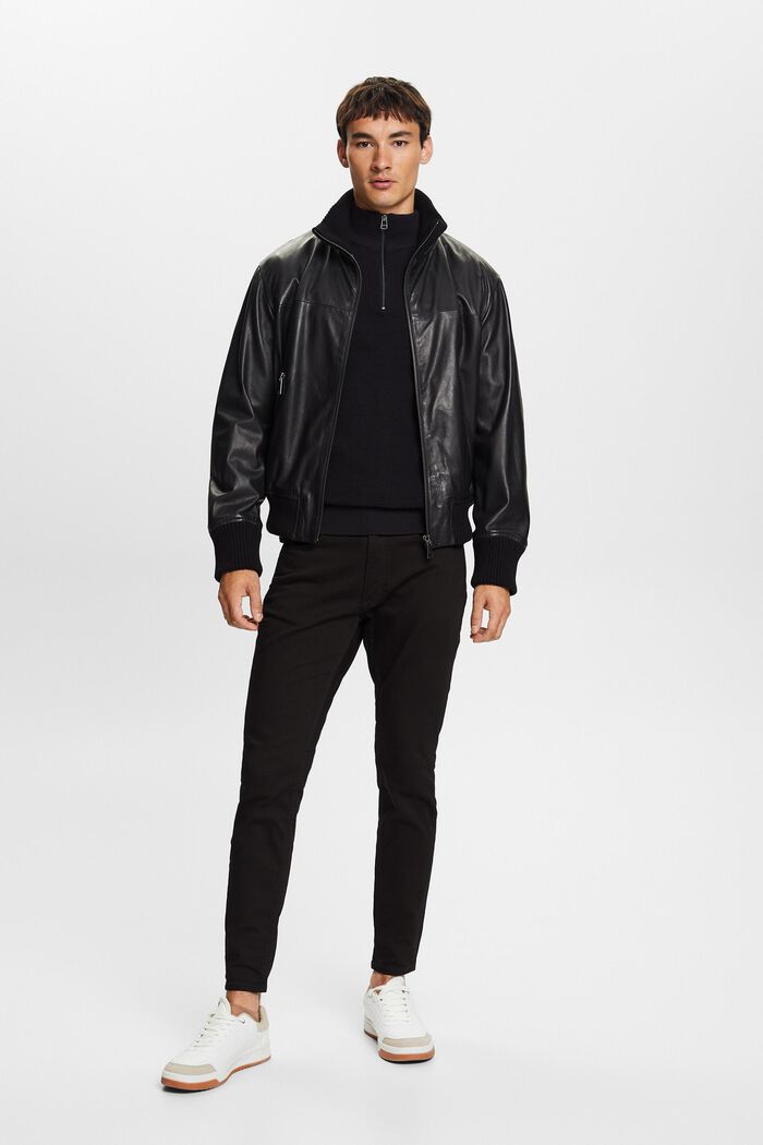 Giacca bomber in pelle, BLACK, detail image number 0