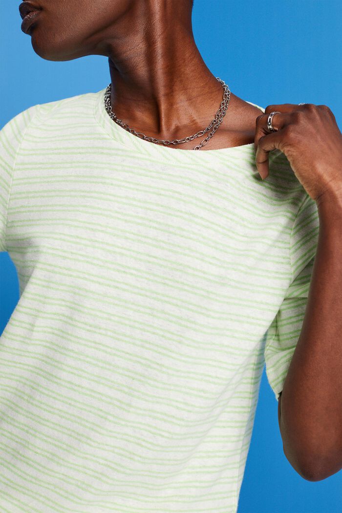 T-shirt in misto cotone e lino, CITRUS GREEN, detail image number 2
