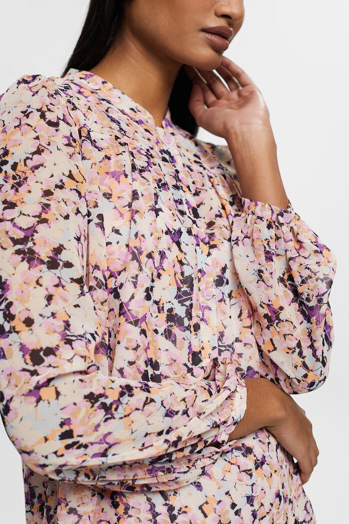 Blusa in chiffon con motivo, LILAC, detail image number 2
