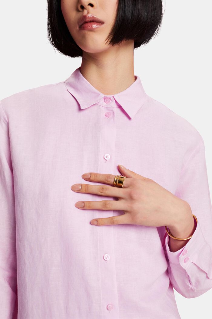 Camicia in lino e cotone, PINK, detail image number 2