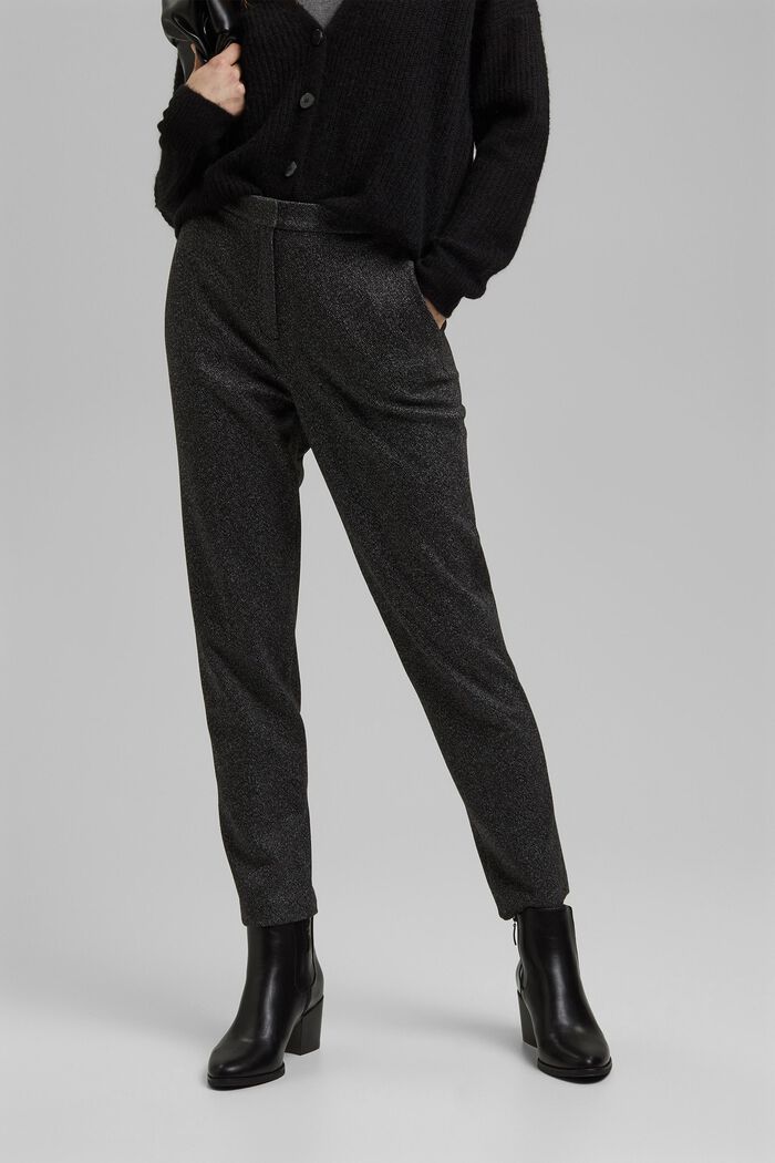 Pantaloni stretch Mix + Match SPINA DI PESCE, BLACK, detail image number 6
