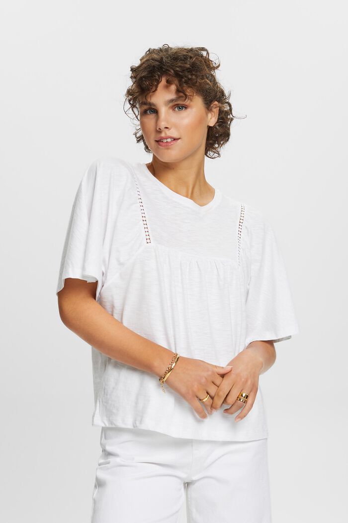 T-shirt svasata, 100% cotone, WHITE, detail image number 0