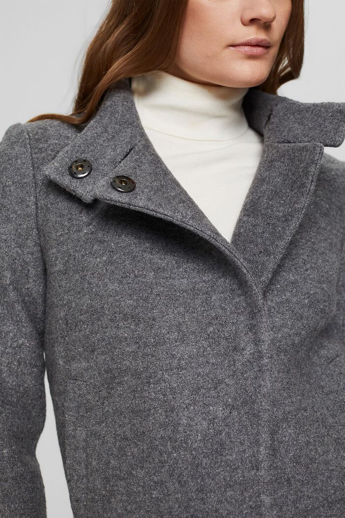 In misto lana: giacca bouclé con colletto alto, GUNMETAL, detail image number 2