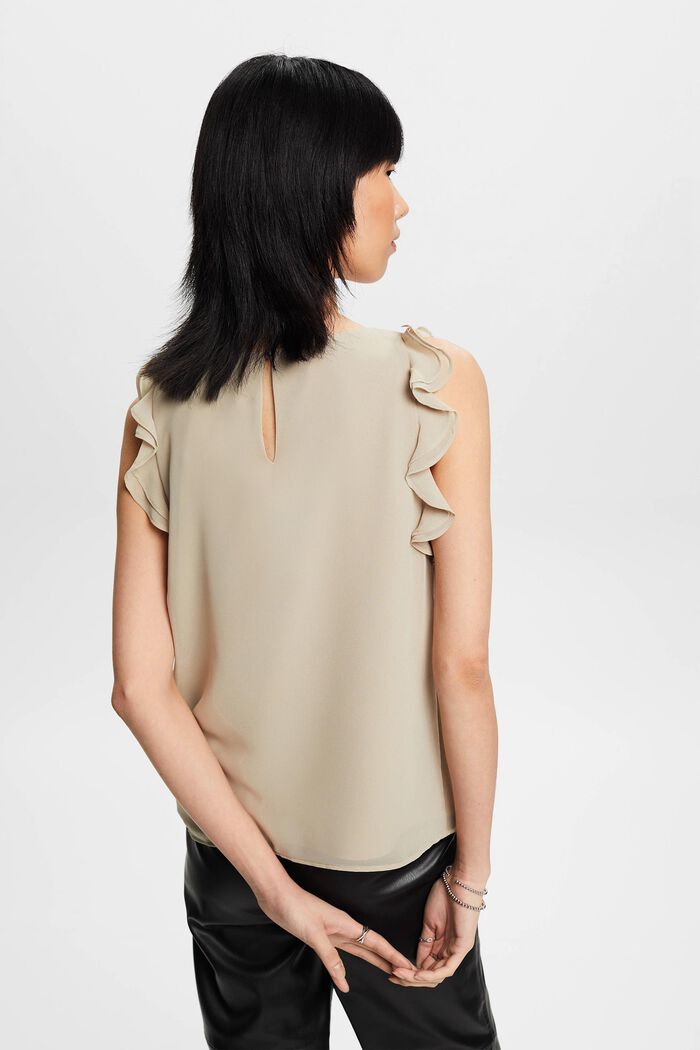 Maglia in chiffon con ruches, DUSTY GREEN, detail image number 3