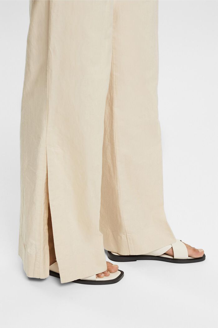 Con lino: pantaloni a gamba larga con spacchi, SAND, detail image number 2