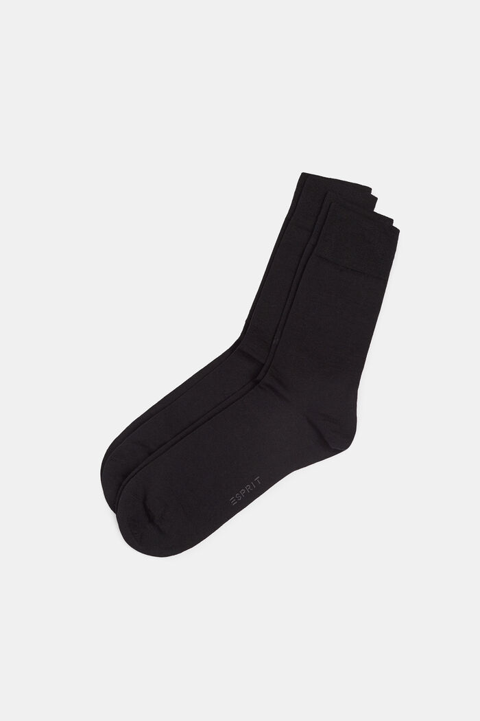Confezione doppia di calze in maglia fine con lana vergine, BLACK, detail image number 0