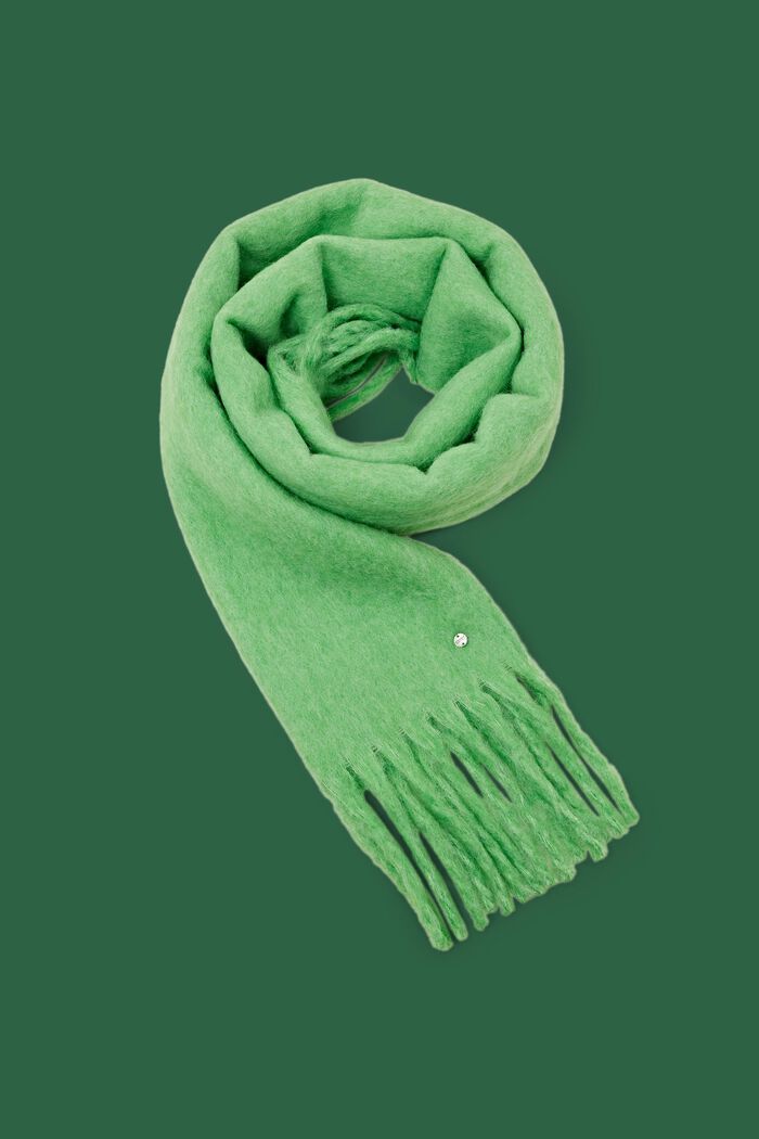 Sciarpa a maglia sfrangiata, LIGHT GREEN, detail image number 0
