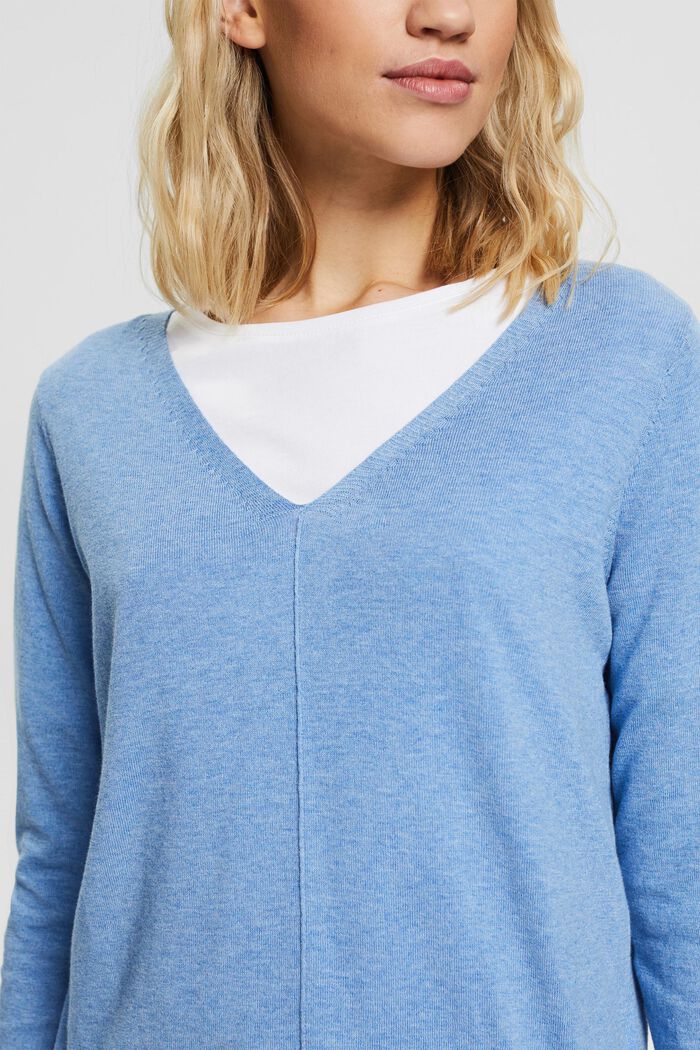 Pullover in maglia sottile in 100% cotone, LIGHT BLUE LAVENDER, detail image number 2