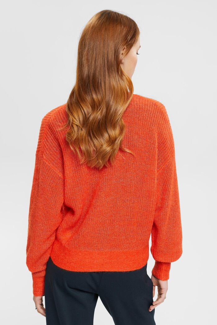 Cardigan in mohair con scollo a V, ORANGE RED, detail image number 3