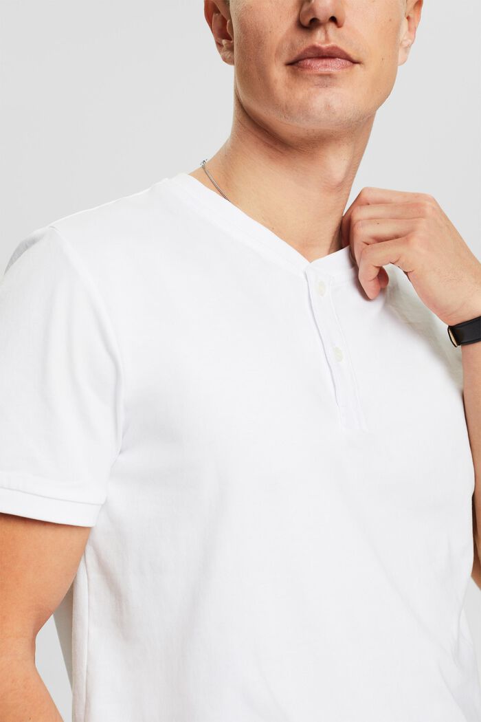 T-shirt henley in jersey, WHITE, detail image number 3