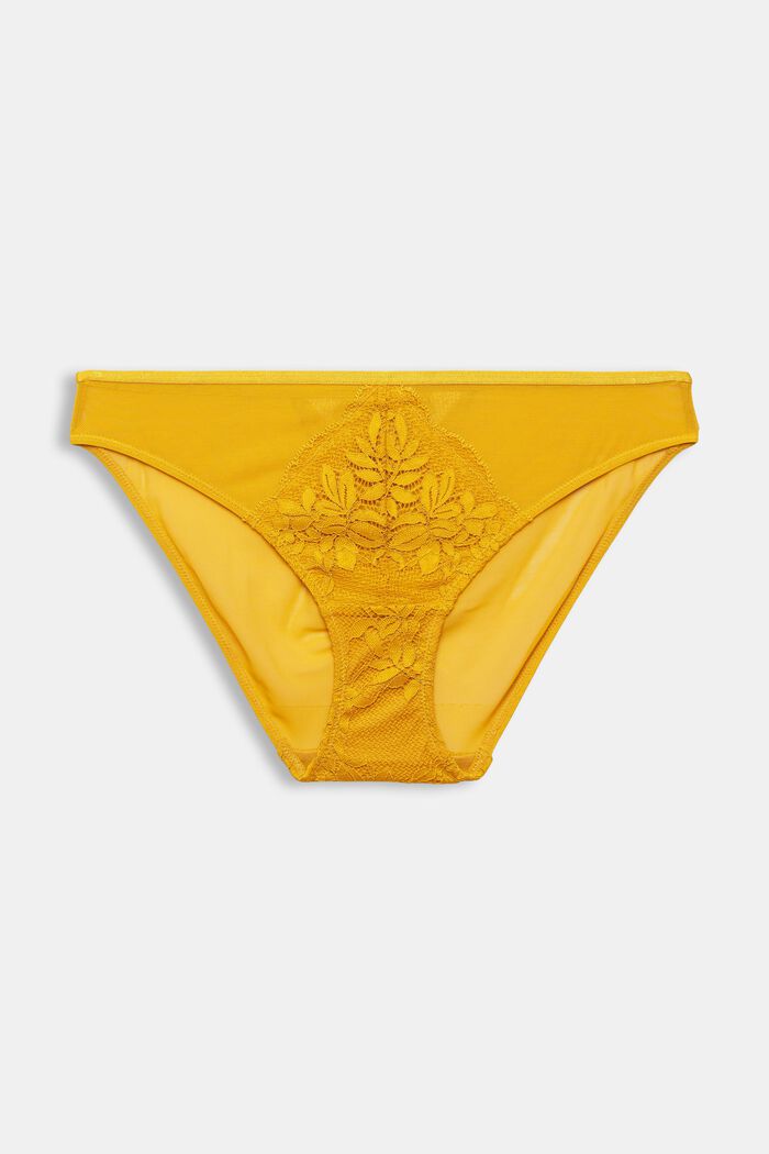 In materiale riciclato: slip con pizzo, HONEY YELLOW, detail image number 1