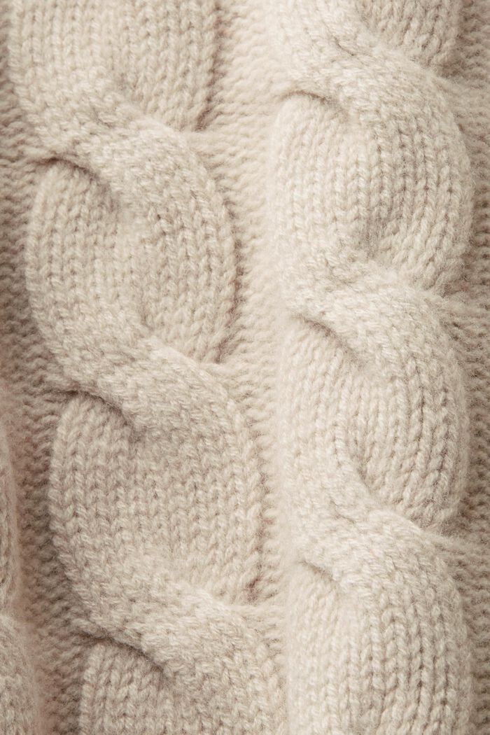 Pullover in maglia di lana intrecciata, LIGHT TAUPE, detail image number 5