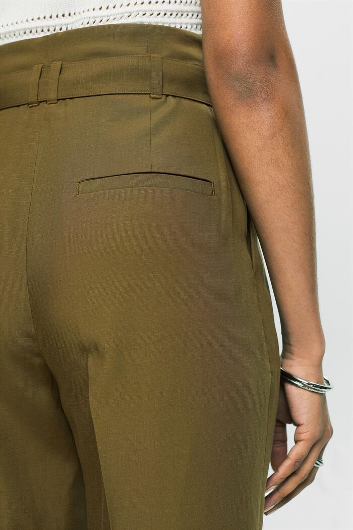 Mix and Match Pantaloni culotte cropped, vita alta, KHAKI GREEN, detail image number 3