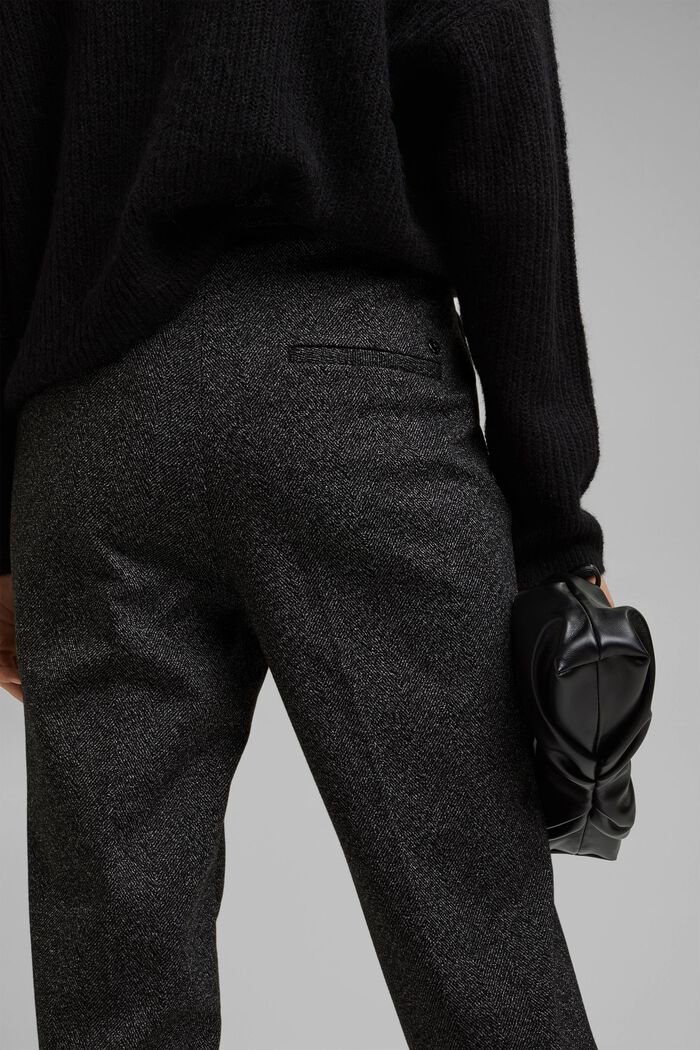 Pantaloni stretch Mix + Match SPINA DI PESCE, BLACK, detail image number 5