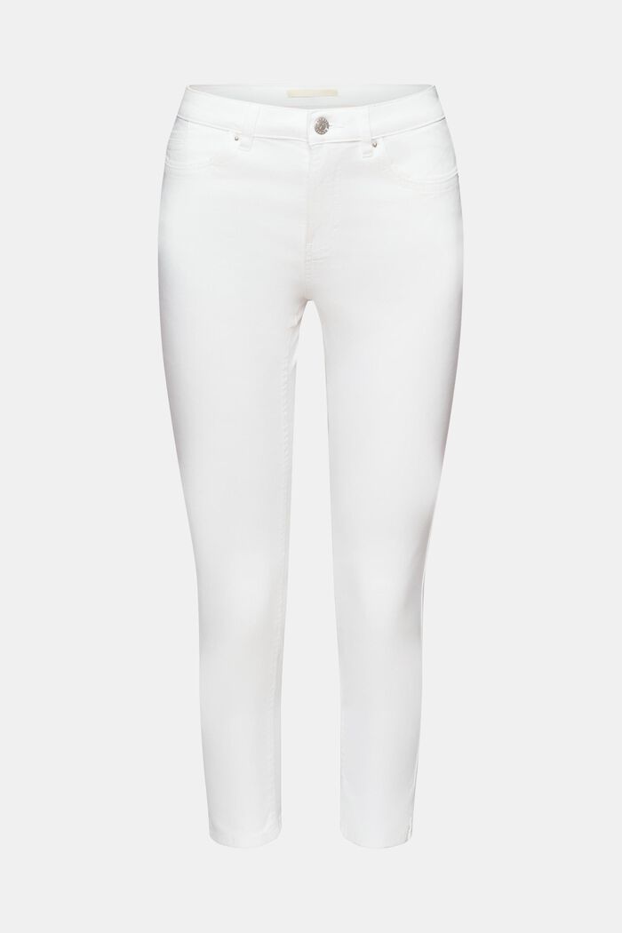 Pantaloni stretch a vita media cropped, WHITE, detail image number 7