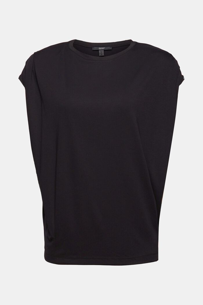 T-shirt con spalle imbottite, LENZING™ ECOVERO™, BLACK, detail image number 0