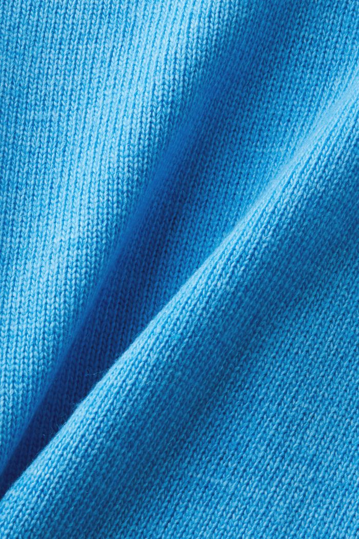 Pullover con scollo a V in misto lana e cashmere, BLUE, detail image number 5