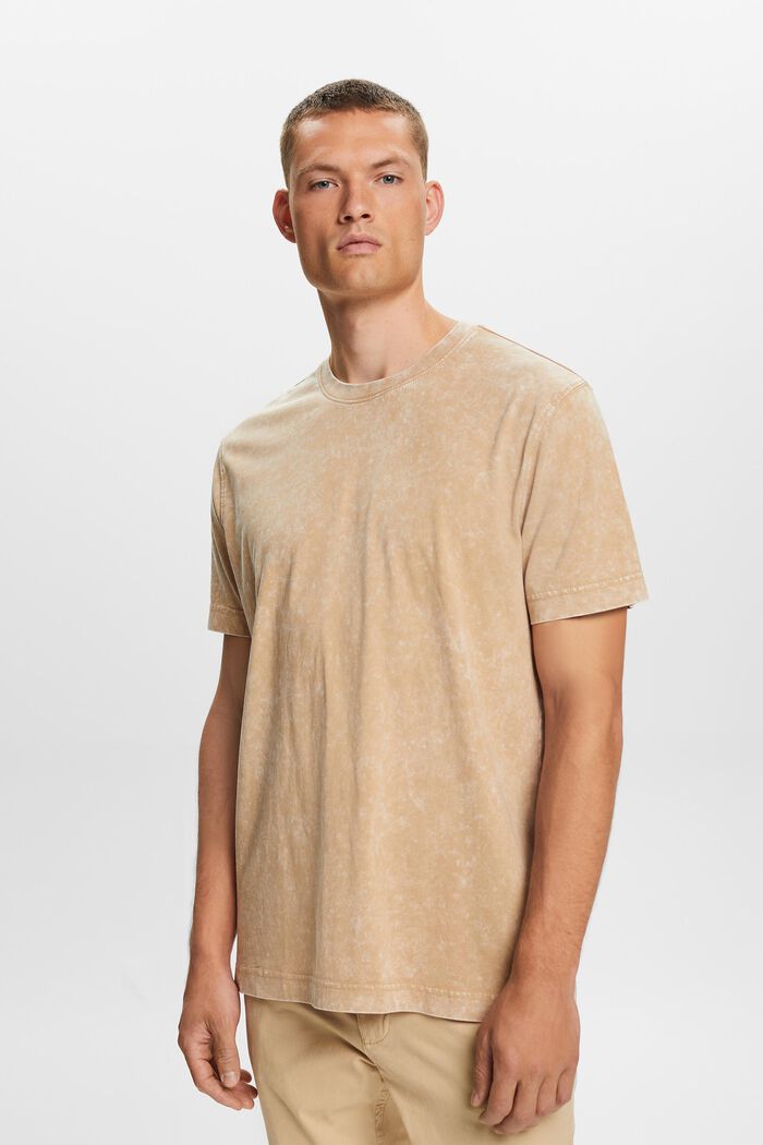 T-shirt 100% cotone lavato a pietra, BEIGE, detail image number 0