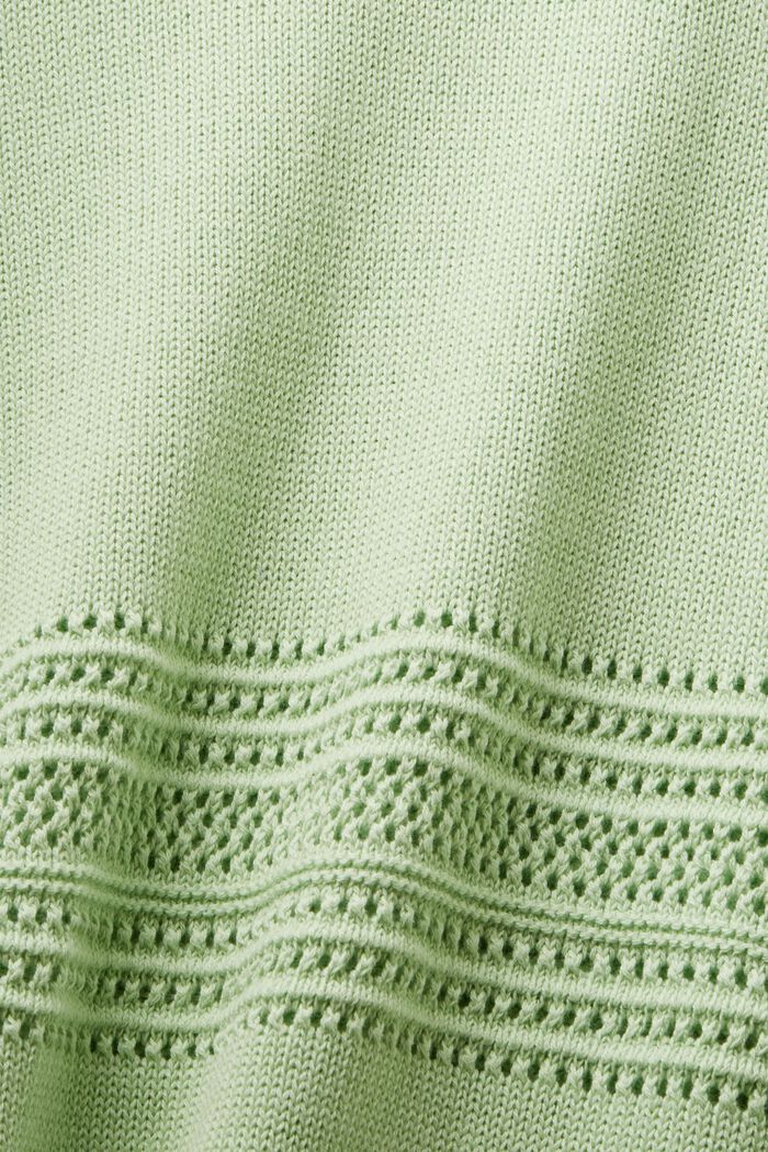 Pullover girocollo a maglia traforata, LIGHT GREEN, detail image number 4