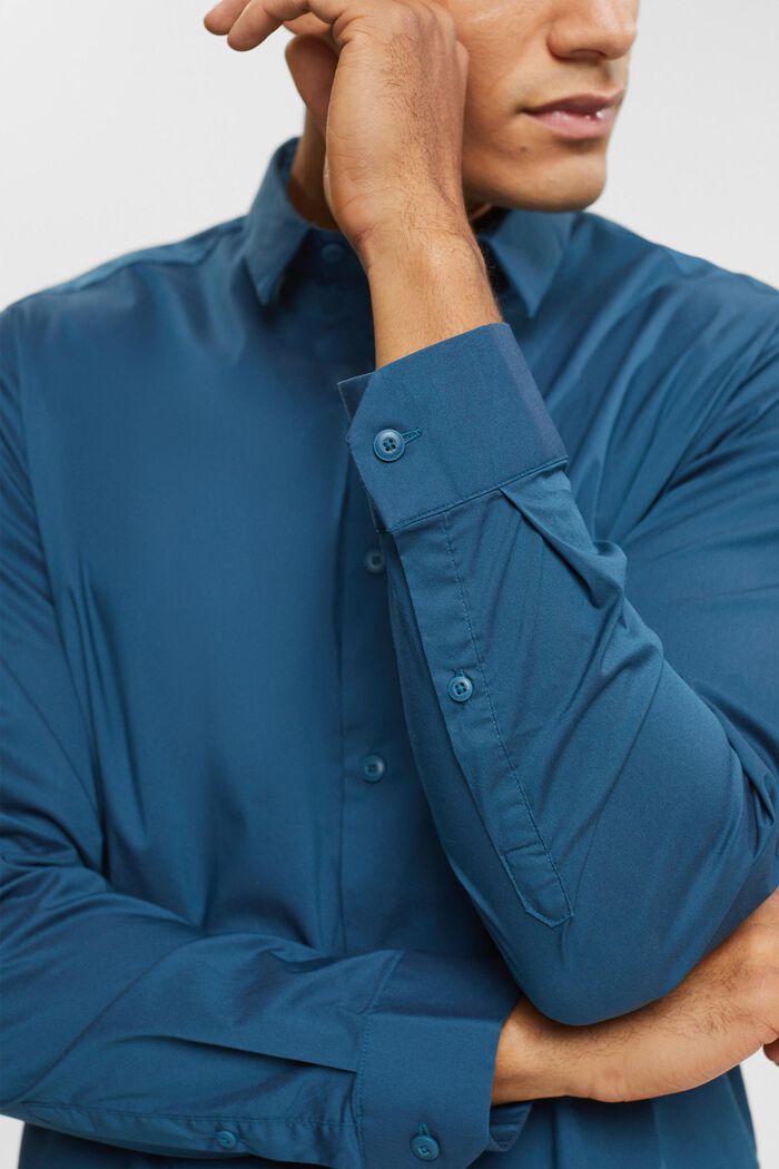 Camicia slim fit, PETROL BLUE, detail image number 0
