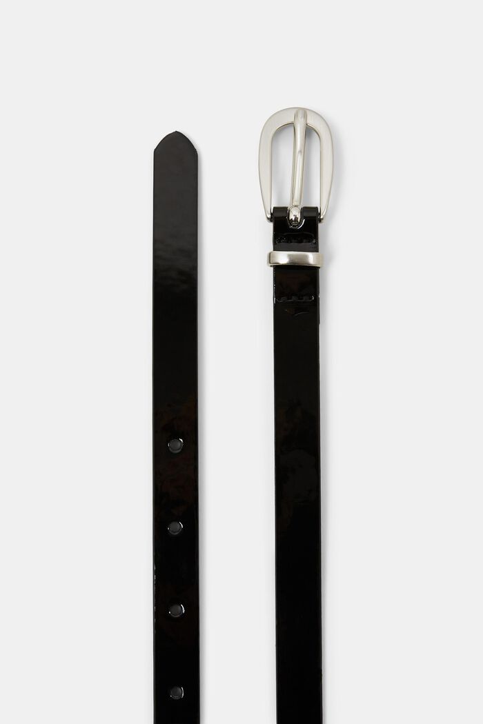 Cintura sottile in similpelle verniciata, BLACK, detail image number 1