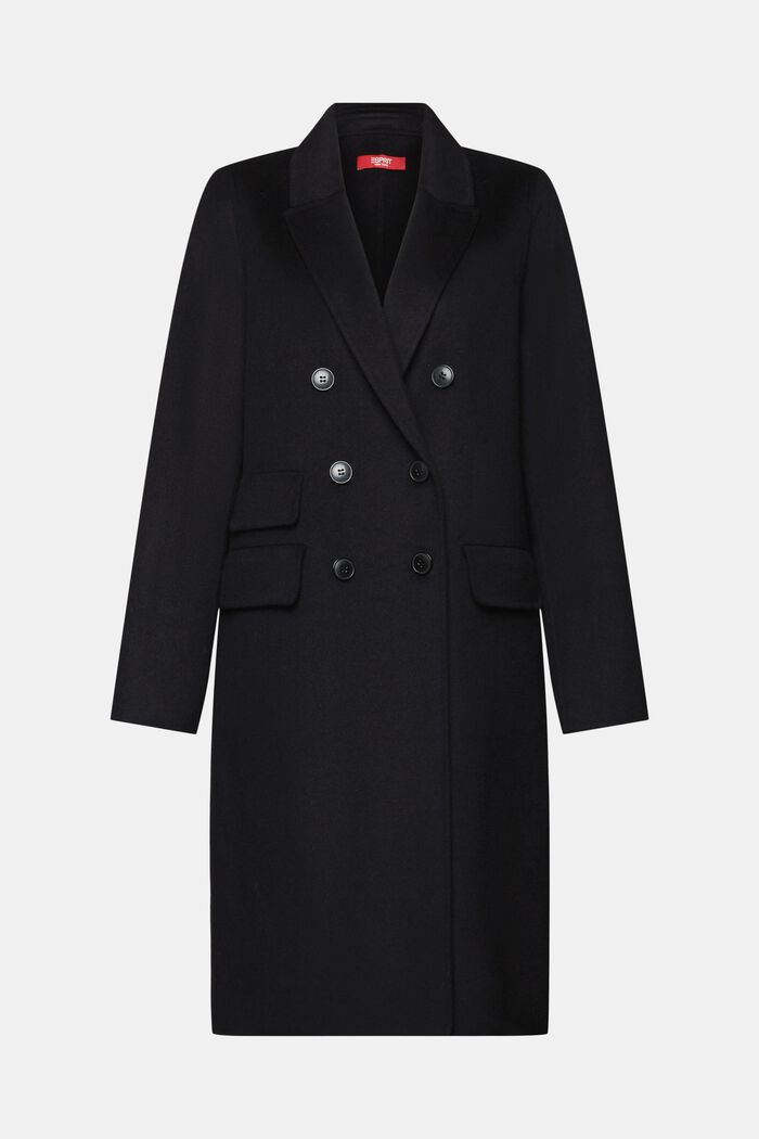 Cappotto doppiopetto in misto lana, BLACK, detail image number 6