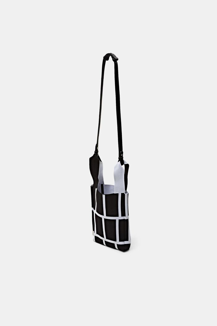 Tote bag con motivo a quadri, BLACK, detail image number 2